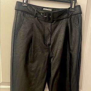 Women’s Black High Waisted Vegan Leather Pants, SZ M